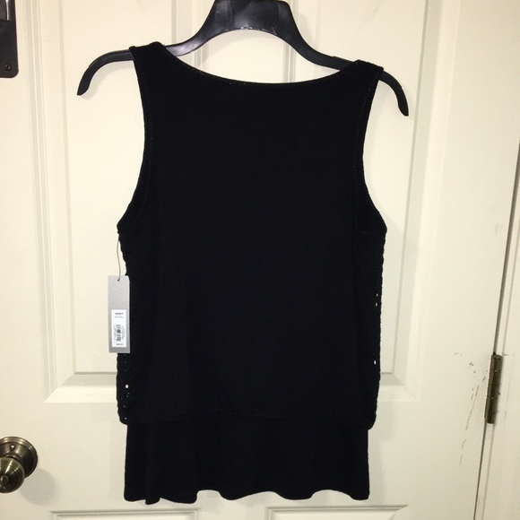 New NWT Apt 9 Black Tie Textured Stretch Circle Tank Top Shell S M - Picture 8 of 11